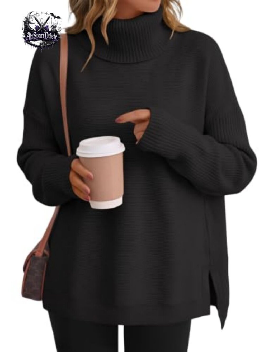 Turtleneck Oversized Pullover Sweater Viscose Blend Fall Layering
